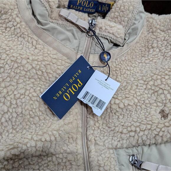Polo Ralph Lauren Hi-Pile Fleece Jacket Men's Large Tan Full Zip Sherpa NWT - Picture 4 of 11